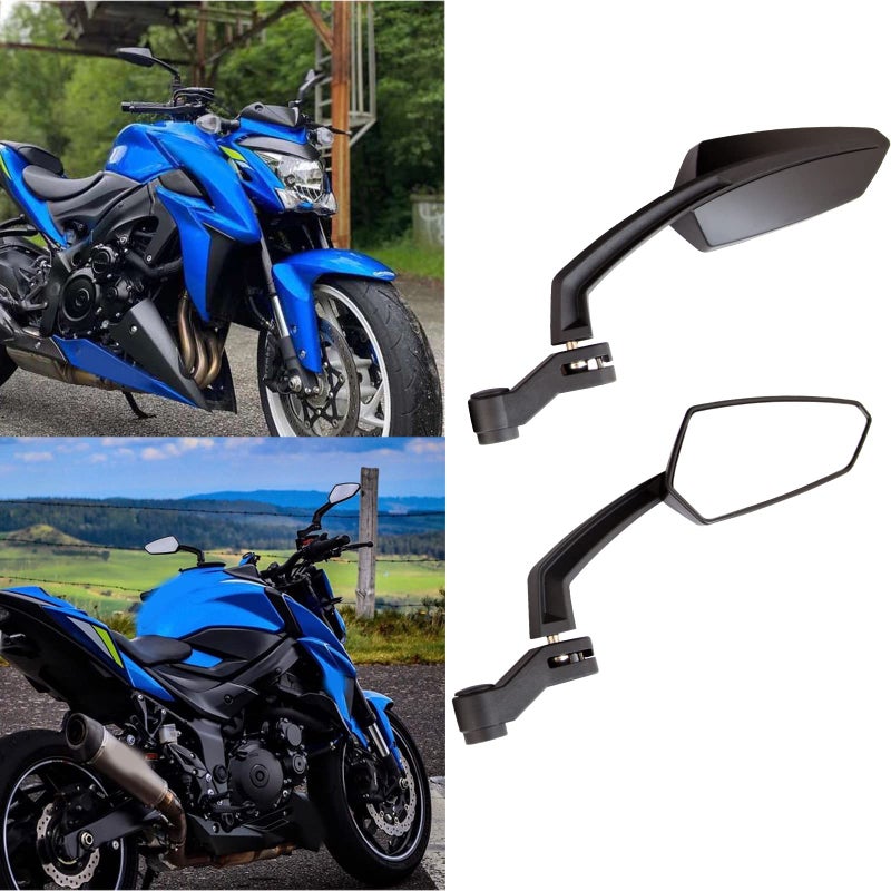 MISS MOLY Black Angled Motorcycle Side Mirrors 8/10mm Compatible with Honda Grom 125 Kawasaki Z125 - Image 3